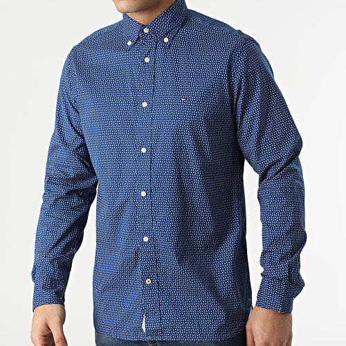 Chemise Manches Longues Soft Micro Print 3119 Bleu Marine