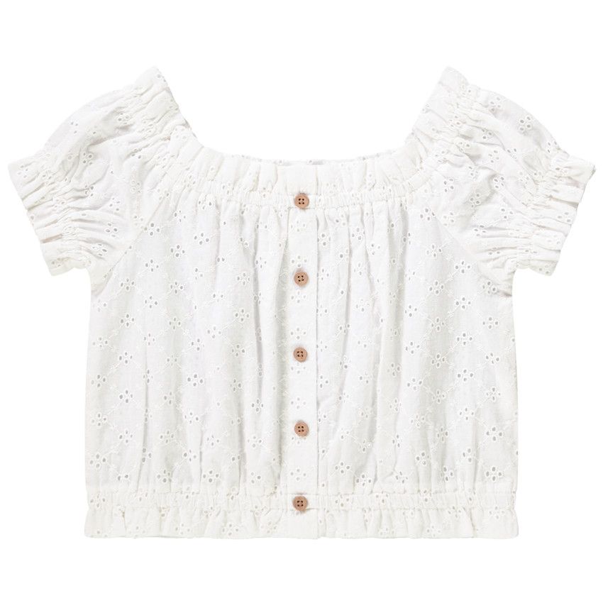 Top en broderie anglaise pour fille - Gris