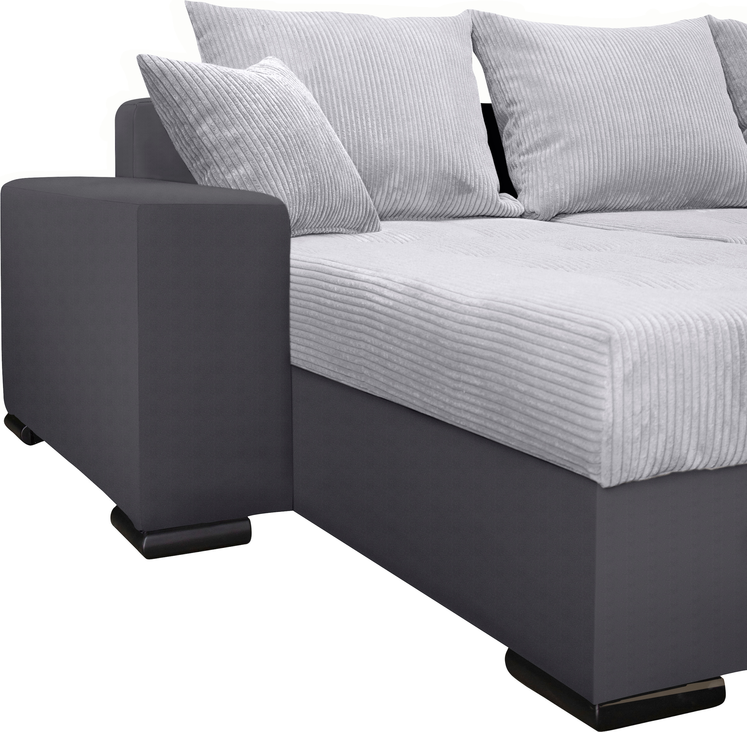 COLLECTION AB Wohnlandschaft »Josy XL U-Form, B: 313 cm in Cord, Cord-Mix« mit Bettfunktion, Bettkasten & 2 Zierkissen, Federkern