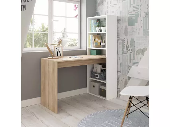 Bureau réversible avec étagère de rangement - L120 cm