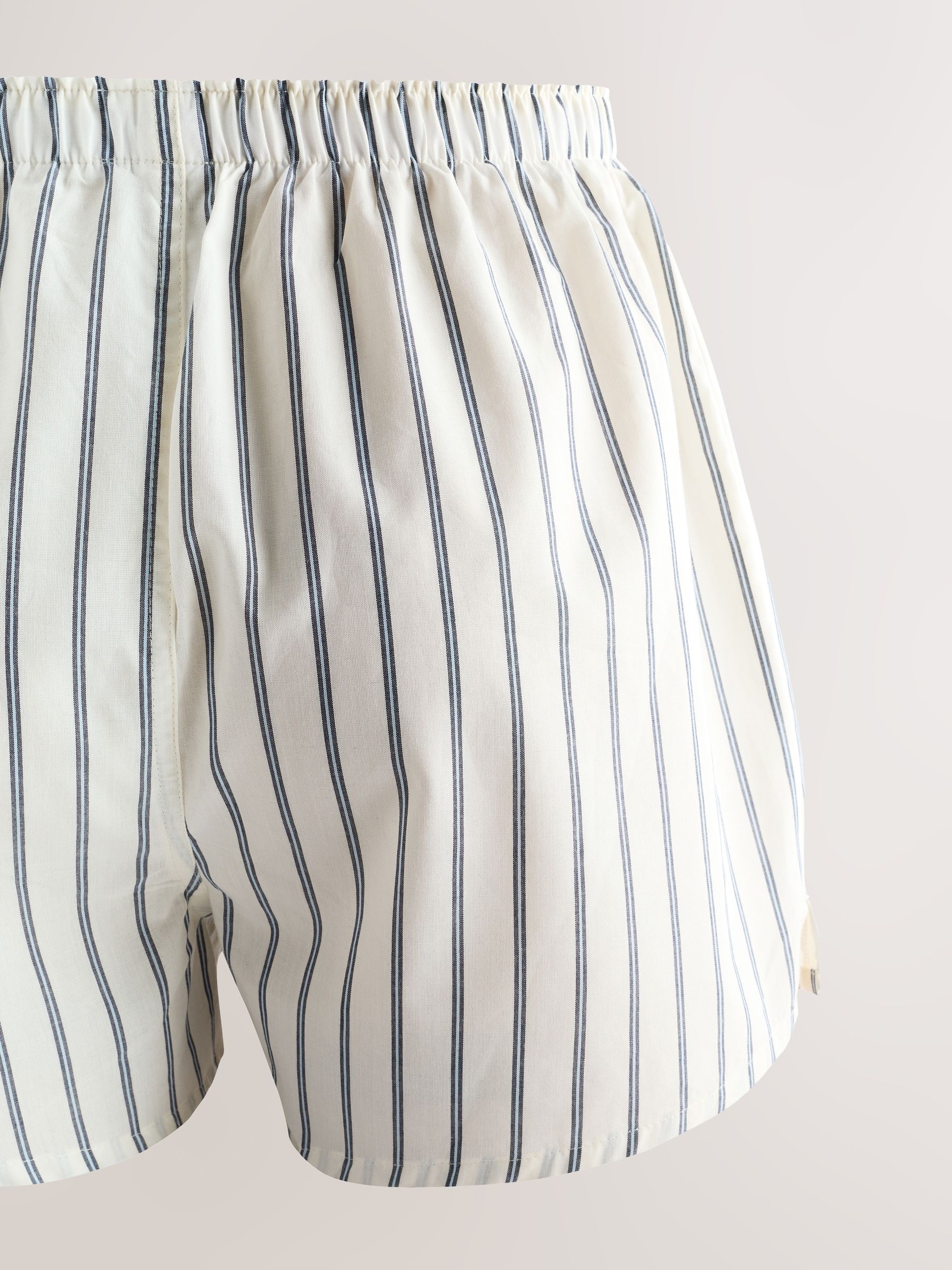 Blauw groen gestreept - Verpakking van 4 - Geweven boxershorts van puur katoen