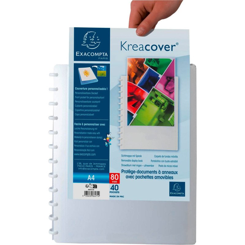 Protège-documents amovible personnalisable Exacompta Kreacover polypropylène A4 40 pochettes - 80 vues