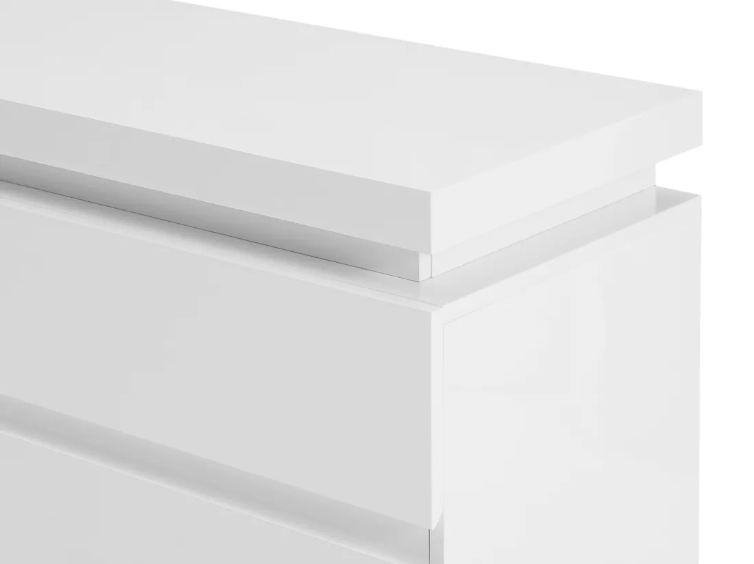 Commode 6 tiroirs - Avec LEDs - MDF - Blanc laqué - FLARANCIA