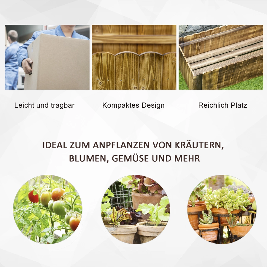 Outsunny Hochbeet mit Holzplatte natur