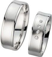 Trouwringen witgoud met Diamanten breedte 6 mm