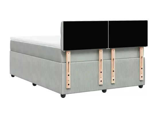 Sommier à lattes de lit et matelas Gris clair 160x200cm Velours