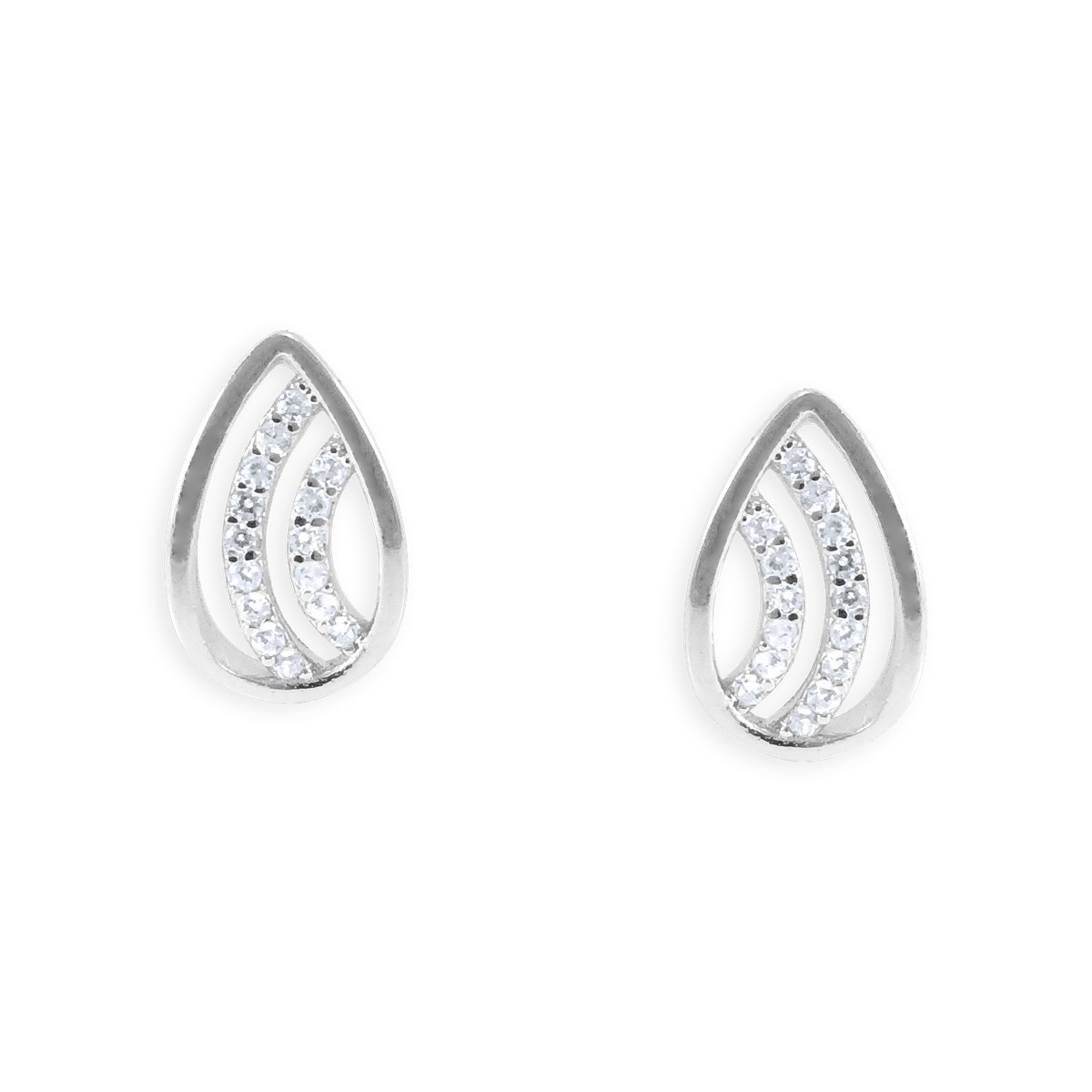 Boucles d'oreilles en argent 925 rhodié avec oxydes de zirconium