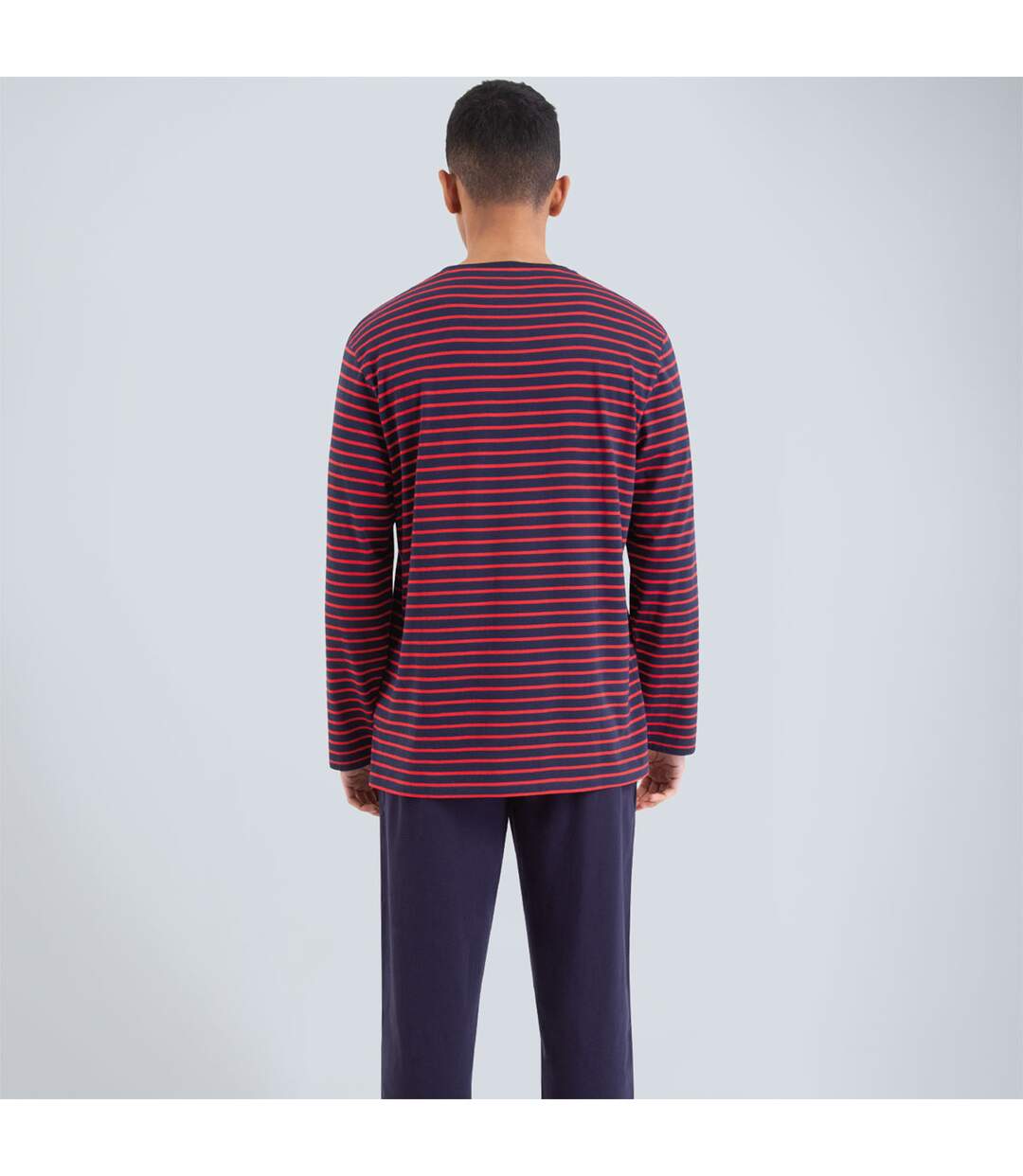 Pyjama long col rond homme Rayures