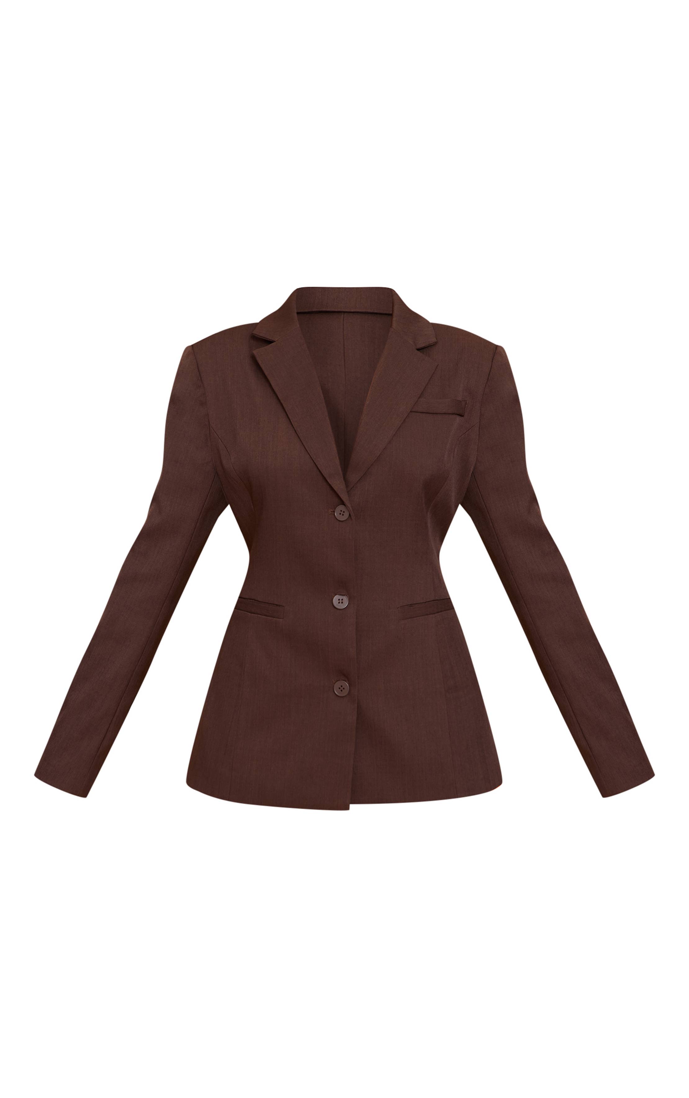 Marron Foncé Blazer Cintré Dans Le Dos À Simple Boutonnage