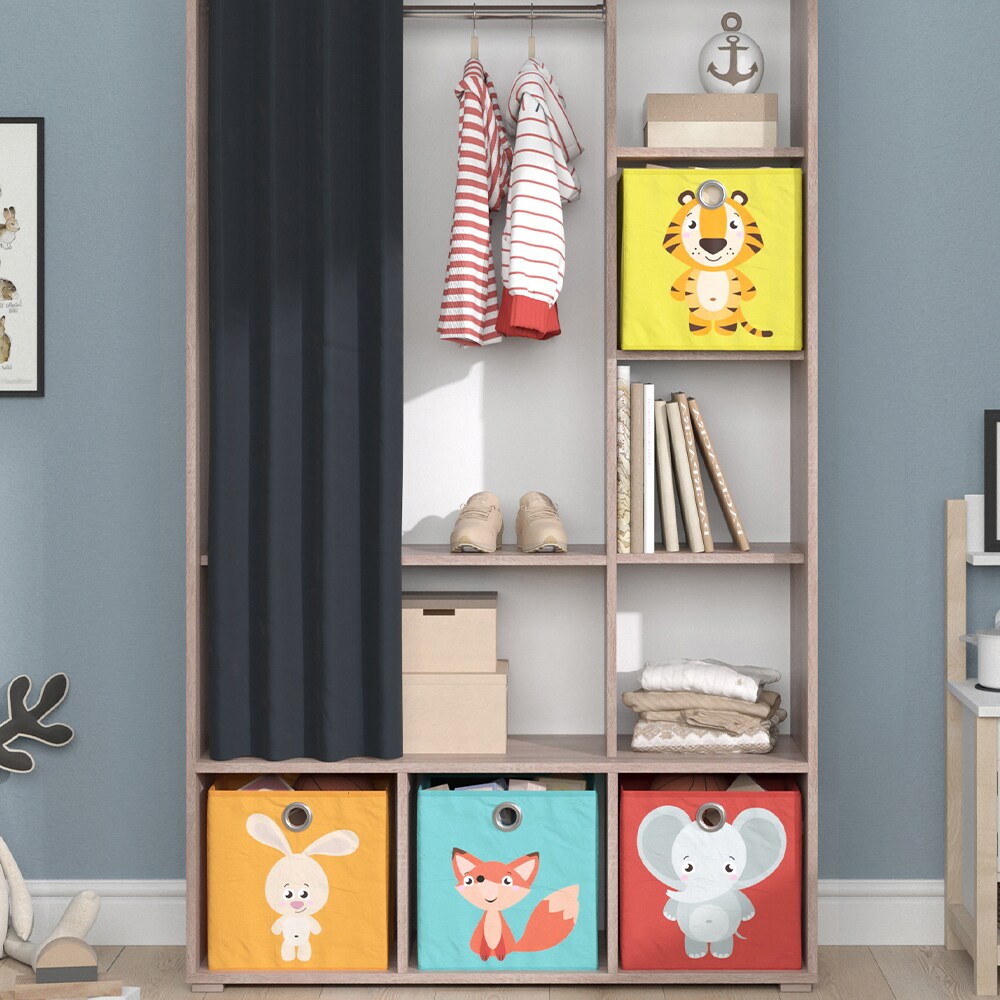 Vicco Kinderkleiderschrank Kinderzimmerschrank Kindergarderobe Luigi Sonoma Faltbox 106 x 178 cm modern Schrankregal Jugendzimmerschrank Organizer Vorhang Kleiderstange Fächer Aufbewahrung Spielzeugablage