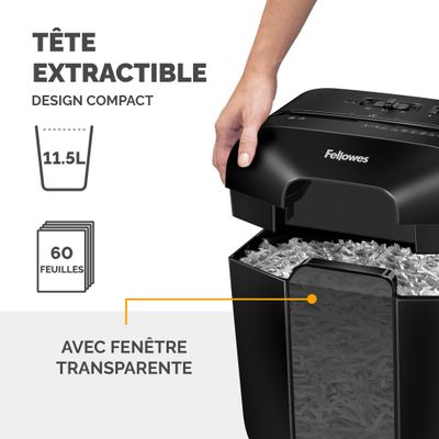 Fellowes Powershred LX25 - Destructeur de documents coupe croisée - 6 feuilles - Corbeille 11,5 litres