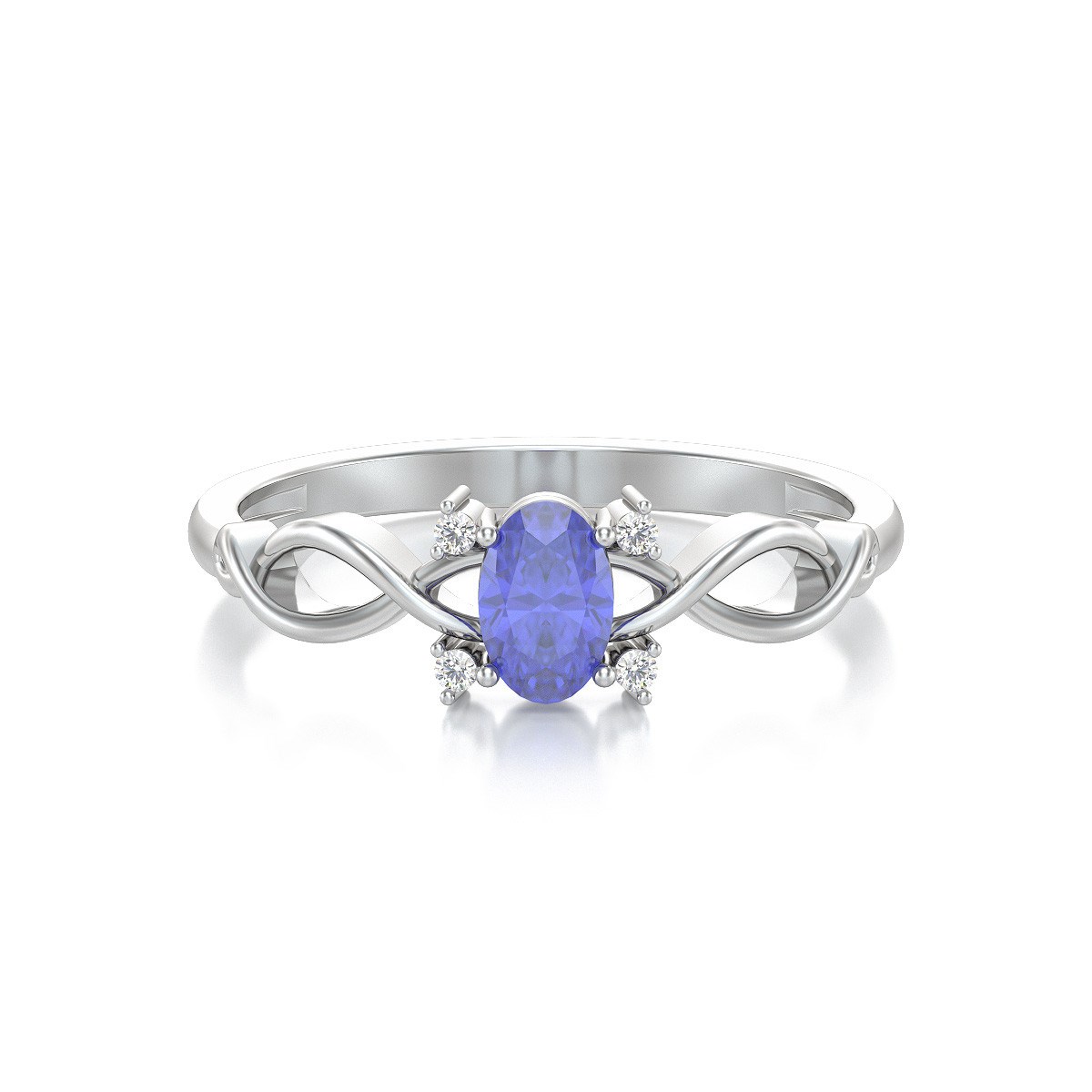 Bague ADEN Or 585 Blanc Tanzanite et diamants 1.85grs