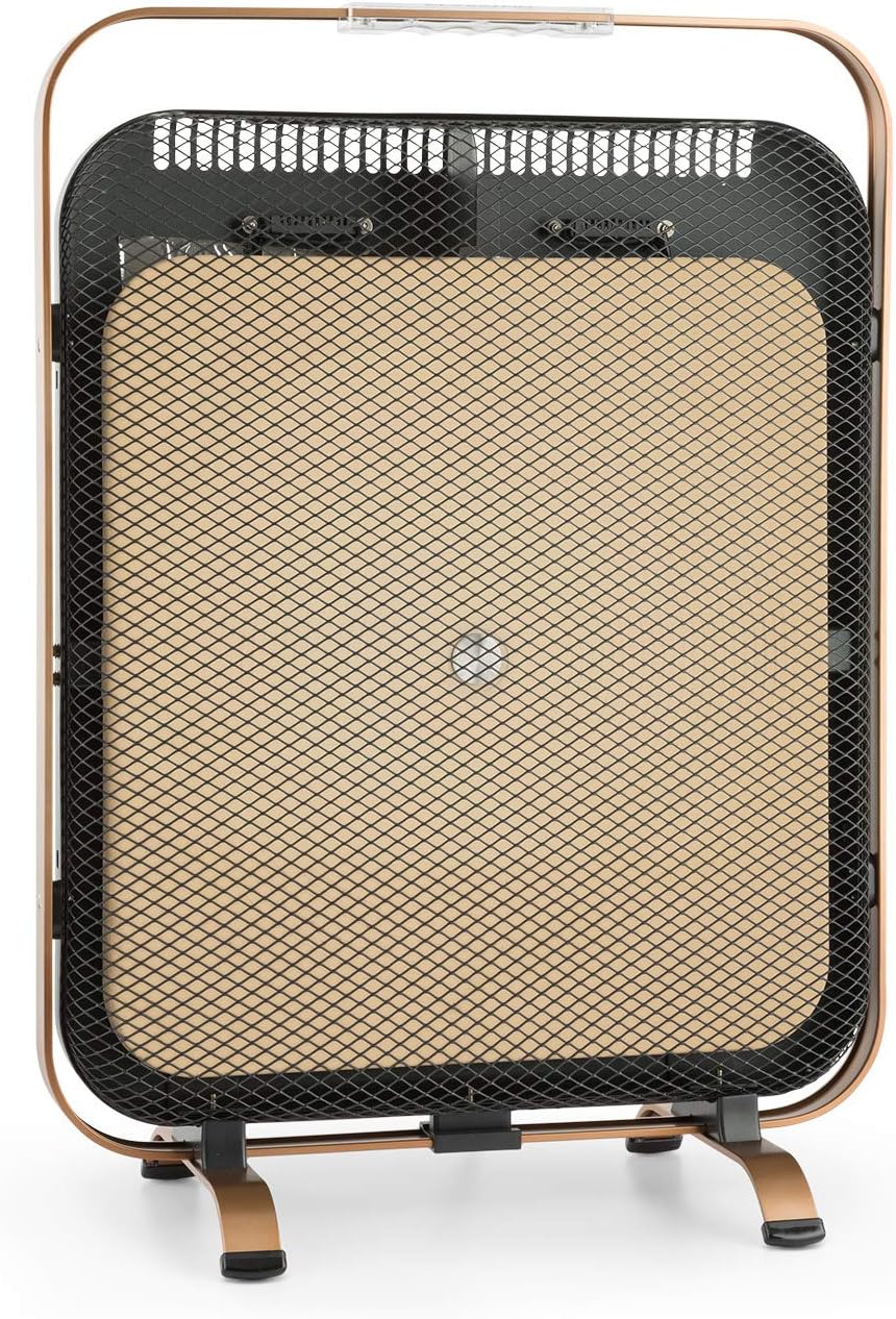 Klarstein HeatPal Marble Blackline Infrarot-Heizung mit Thermostat - mobiles Heizgerät, Standheizgerät, 1300 Watt, Räume bis 30 m², Wärmespeicherfunktion, Marmorplatte, kupferfarben