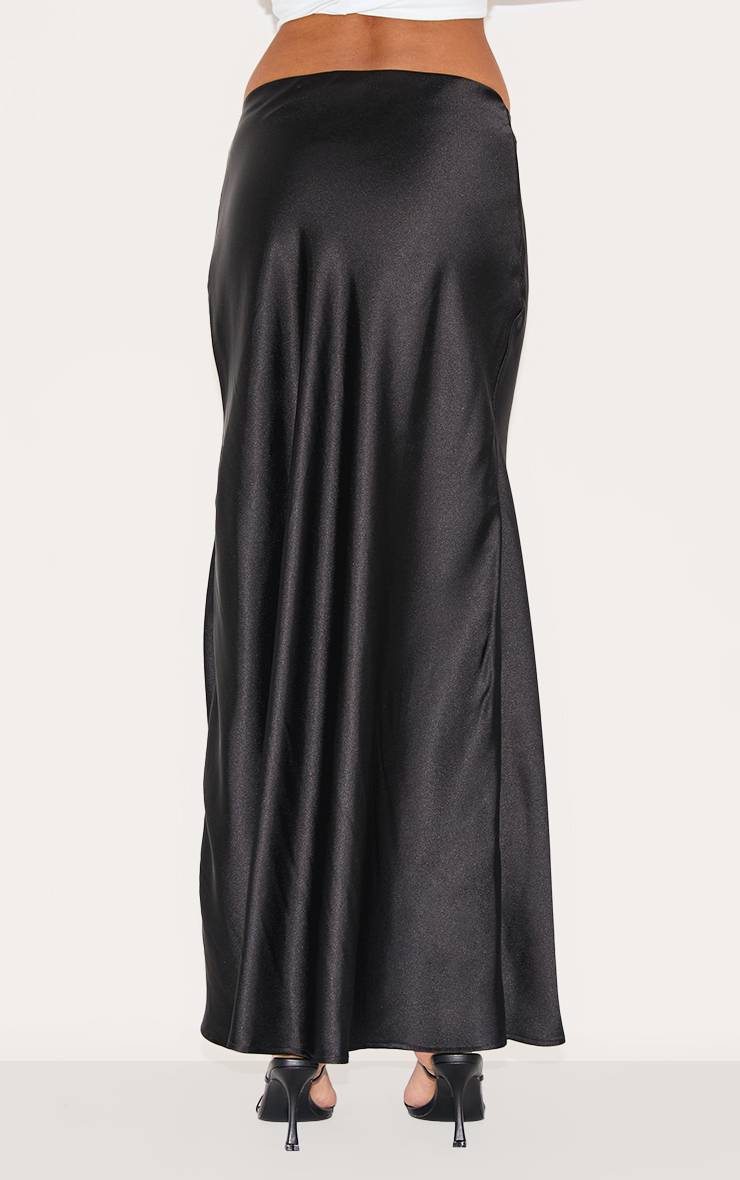Noir Jupe Longue Fluide En Satin