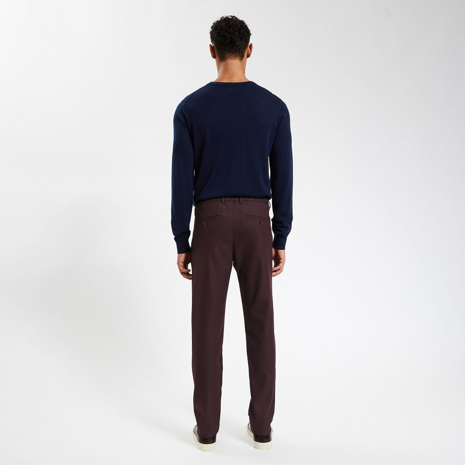 Pantalon chino slim effet flanelle Bordeaux