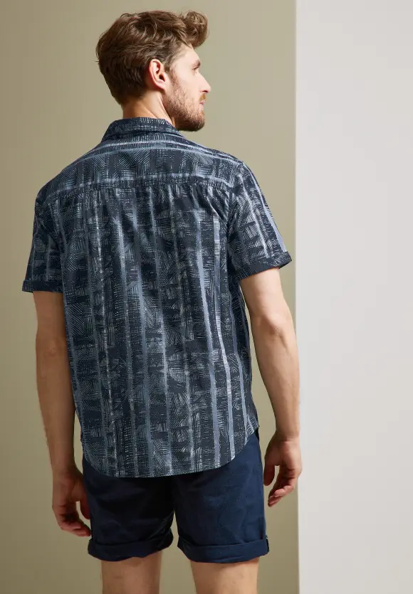 Bedrucktes Resort Hemd - deep sea blue