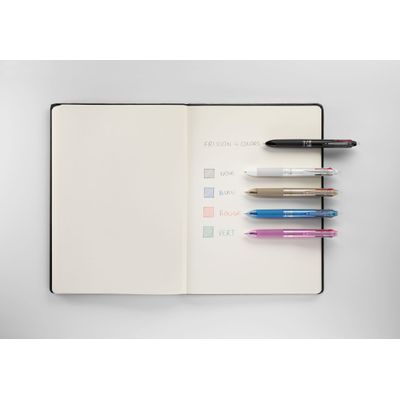 Frixion Ball 4 Couleurs - Roller encre gel effaçable - corps noir - pointe fine