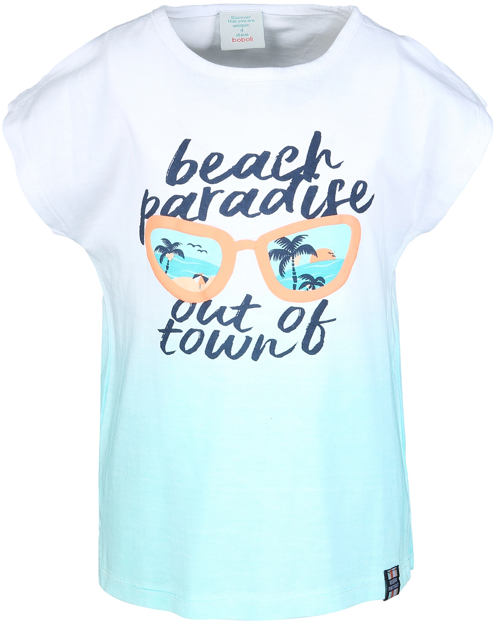 T-Shirt PARADISE in weiß/blau