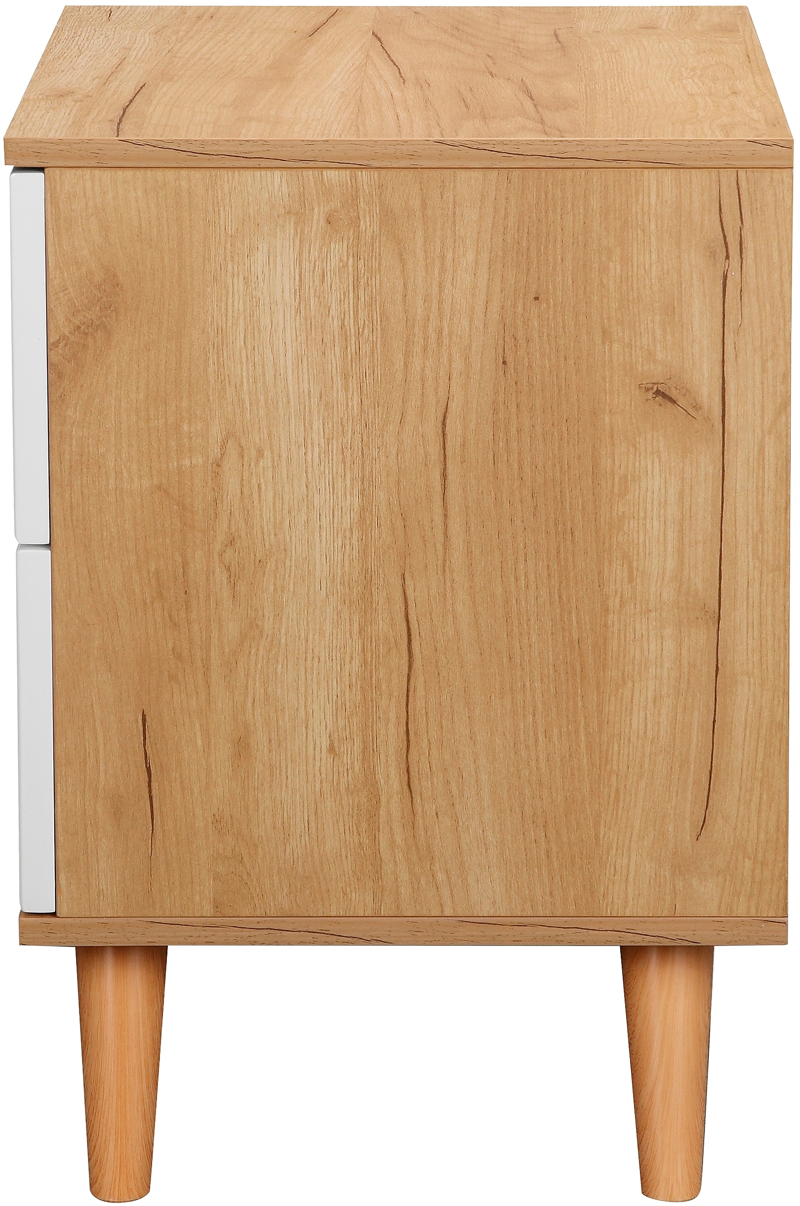 andas Nachtschrank »Lund Nachttisch Beistellschrank Kommode mit Hochglanzfronten« Nachtkommode mit 2 Schubladen Bestseller im skandinavischem Design