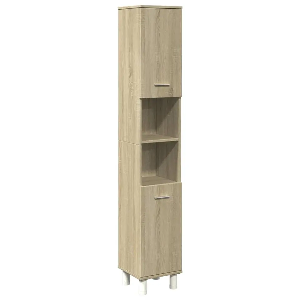 vidaXL - Kolomkast met 2 deuren 2 vakken - Sonoma eiken - Hout - 30.5x30x179 cm