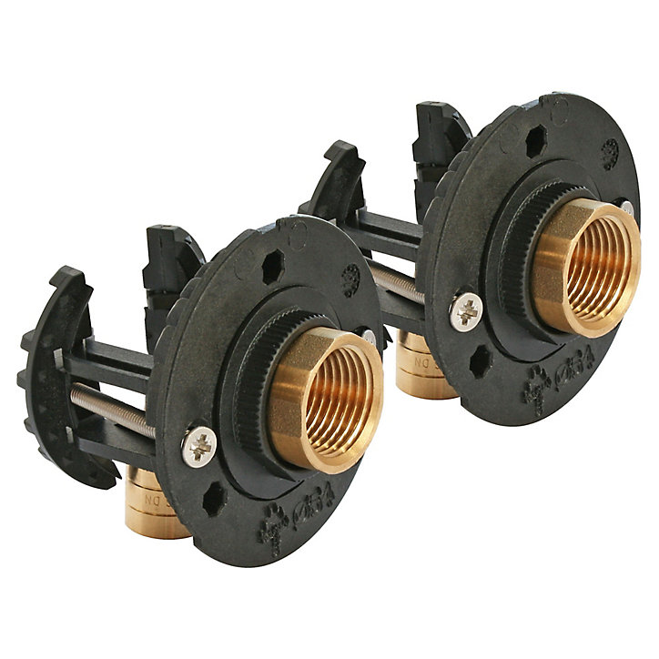 Fixation pour robinetterie Bain Douche pour PER Ø12 raccord à glissement sortie femelle 15/21 (1/2