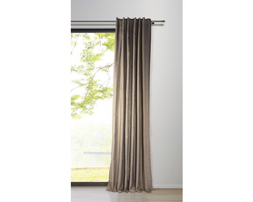 Gordijn met gordijnband, stippen taupe, 135x245 cm