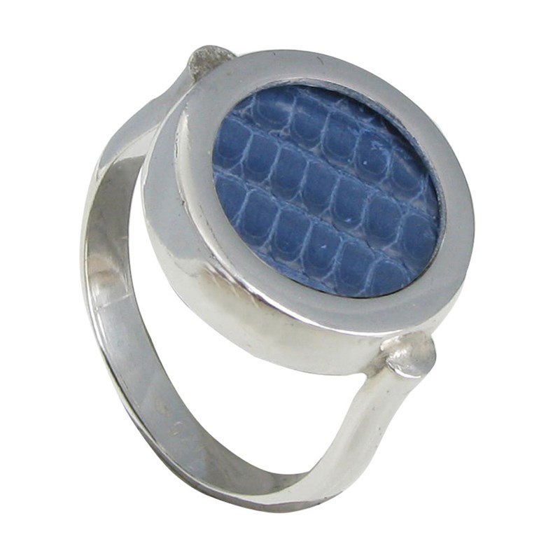 Bague Argent Ronde Pastilles Cuir Interchangeables Couleurs Automne