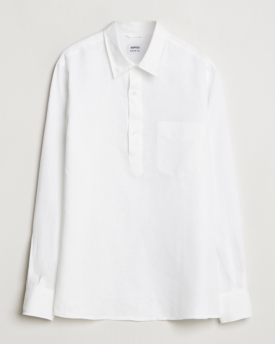 Aspesi Linen Popover Shirt White