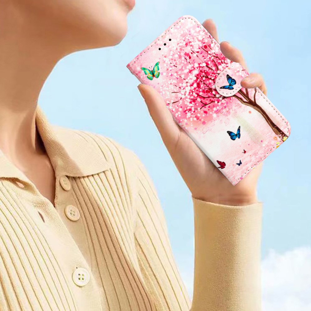 iPhone 16 Leder Tasche Hülle mit Kartenfach Kirschblütenbaum