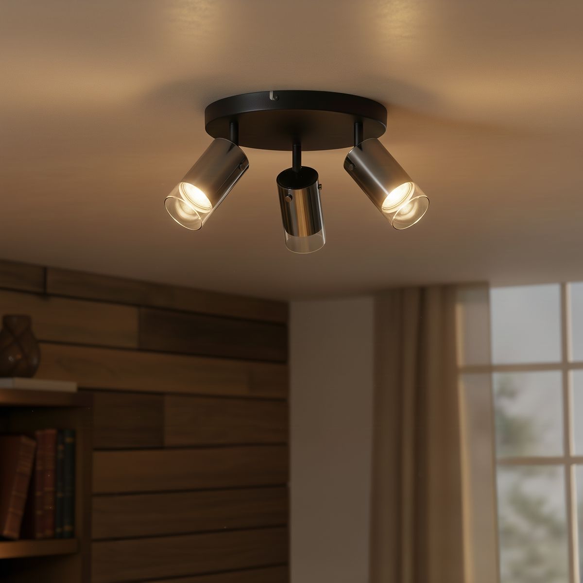 Plafondspot gunmetal rond 3-lichts draai- en verstelbaar - Drain