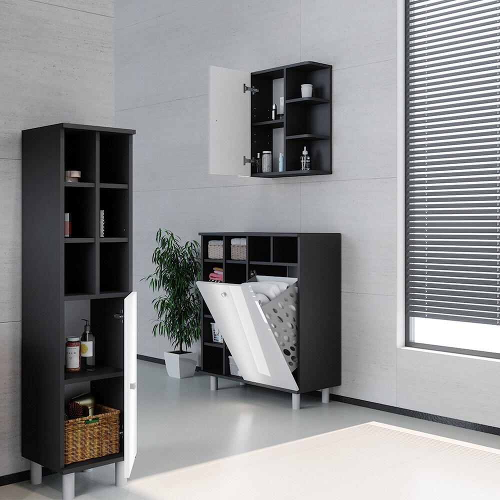 Vicco Wäscheschrank Fynn Badschrank mit Wäschekorb Badezimmerschrank Badmöbel