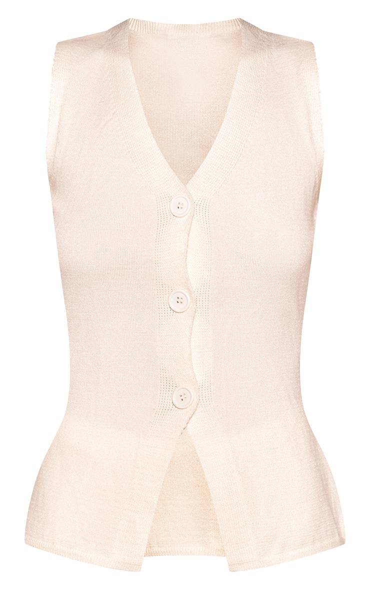 Crème Gilet Long Sans Manches En Maille Tall