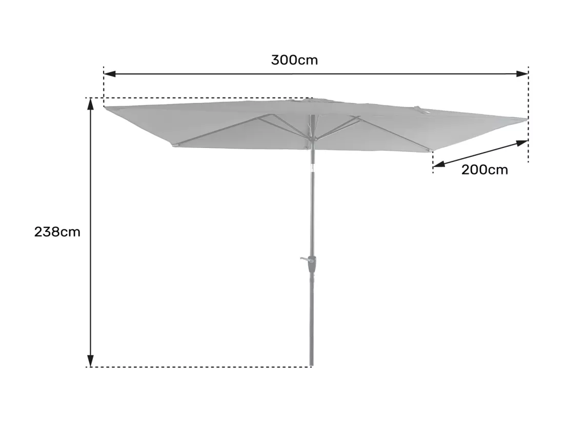 Parasol droit HAPUNA rectangulaire 2x3m beige - HAPPY GARDEN