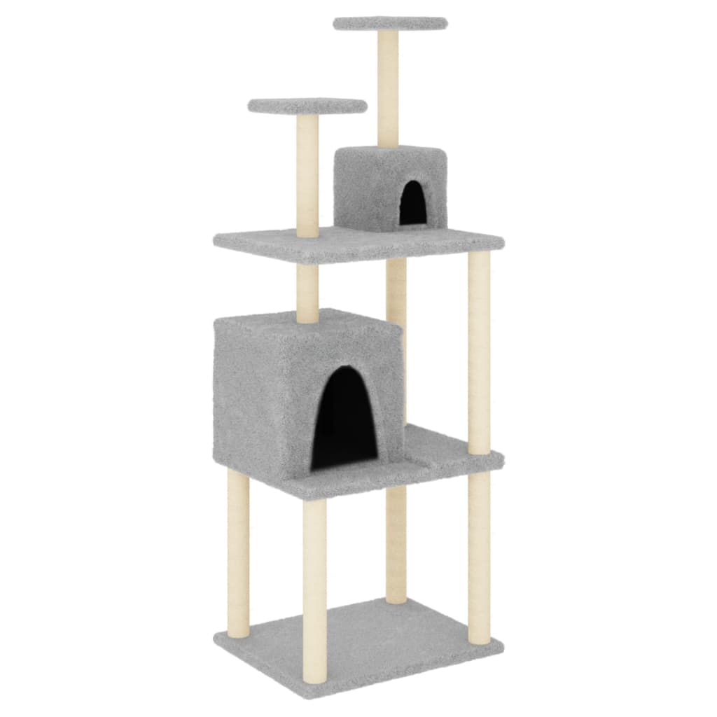 Arranhador para gatos vidaXL com hastes de sisal cinza claro, 167 cm