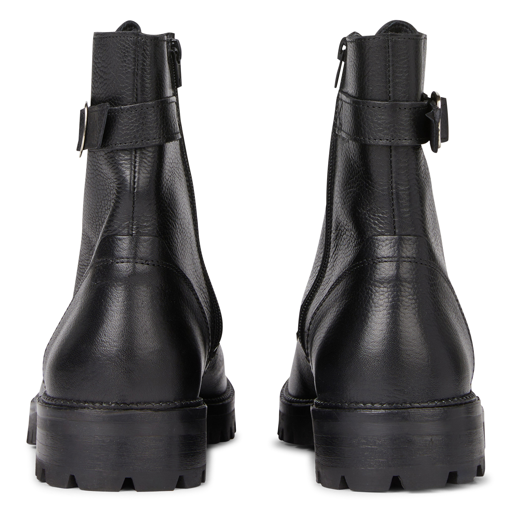 BRITANY - Bottines à lacets crantés en cuir grainé | Noir