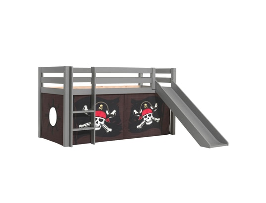 VIPACK - Lit mi-hauteur 90x200 toboggan sommier inclus housse pirate...