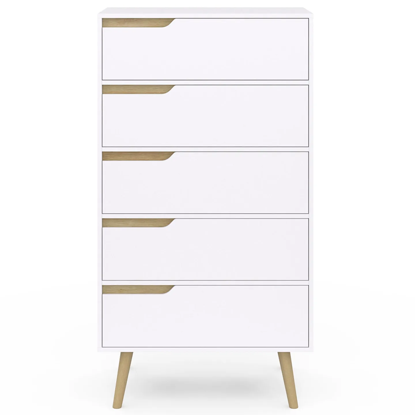 Chiffonnier 5 tiroirs HELSINKI 60 cm commode semainier scandinave blanc