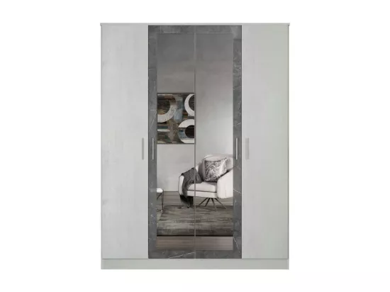 Chambre complète 140x190 Marbre gris + Led - FEDANE