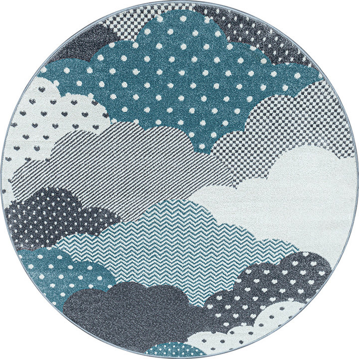 Rond Kindervloerkleed - Bambi Wolken Blauw | Speels