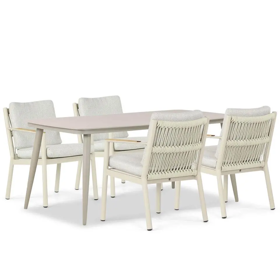 Tuinset 4 personen 180 cm Aluminium/rope Taupe Coco Sevilla/Vienna