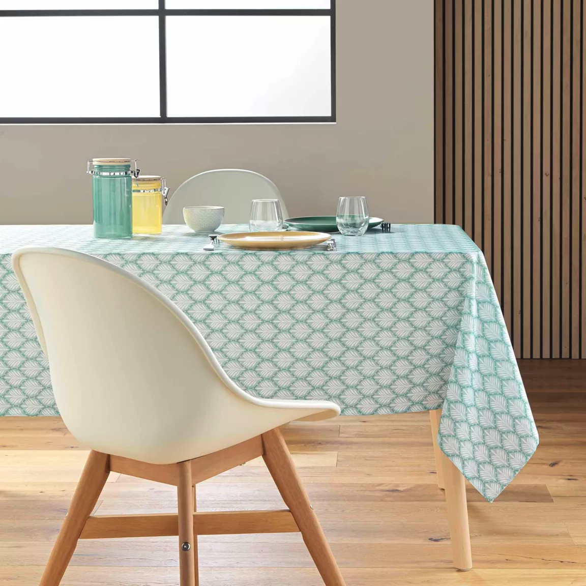 Nappe rectangulaire anti tache (145 x 240 cm) Davia Vert sauge