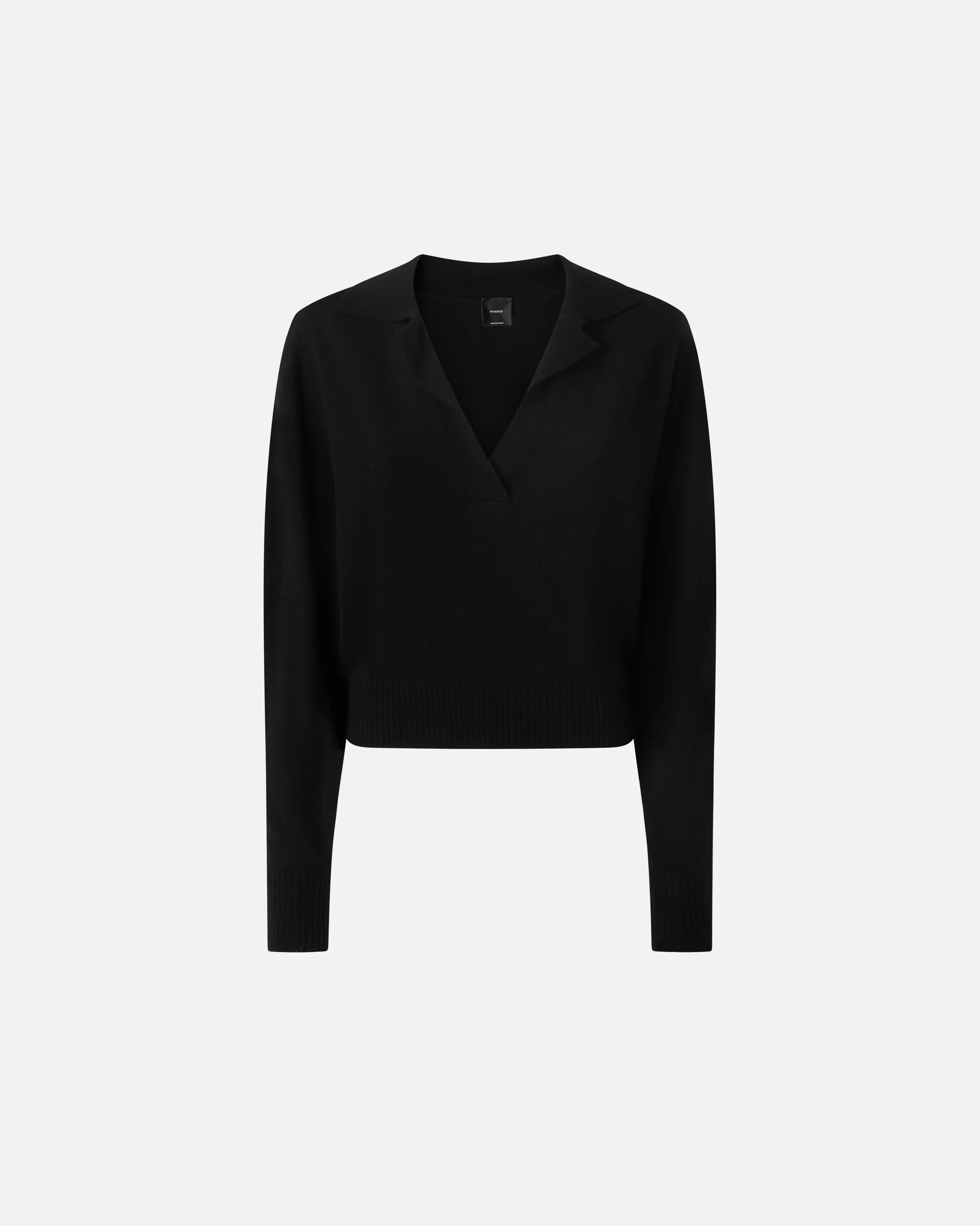 Pull court à col chemise | Noir