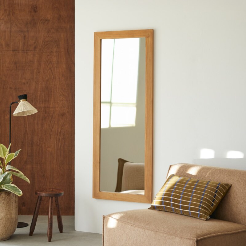 Miroir psyché en bois de teck Tona H 60 x L 160 x P 2 cm