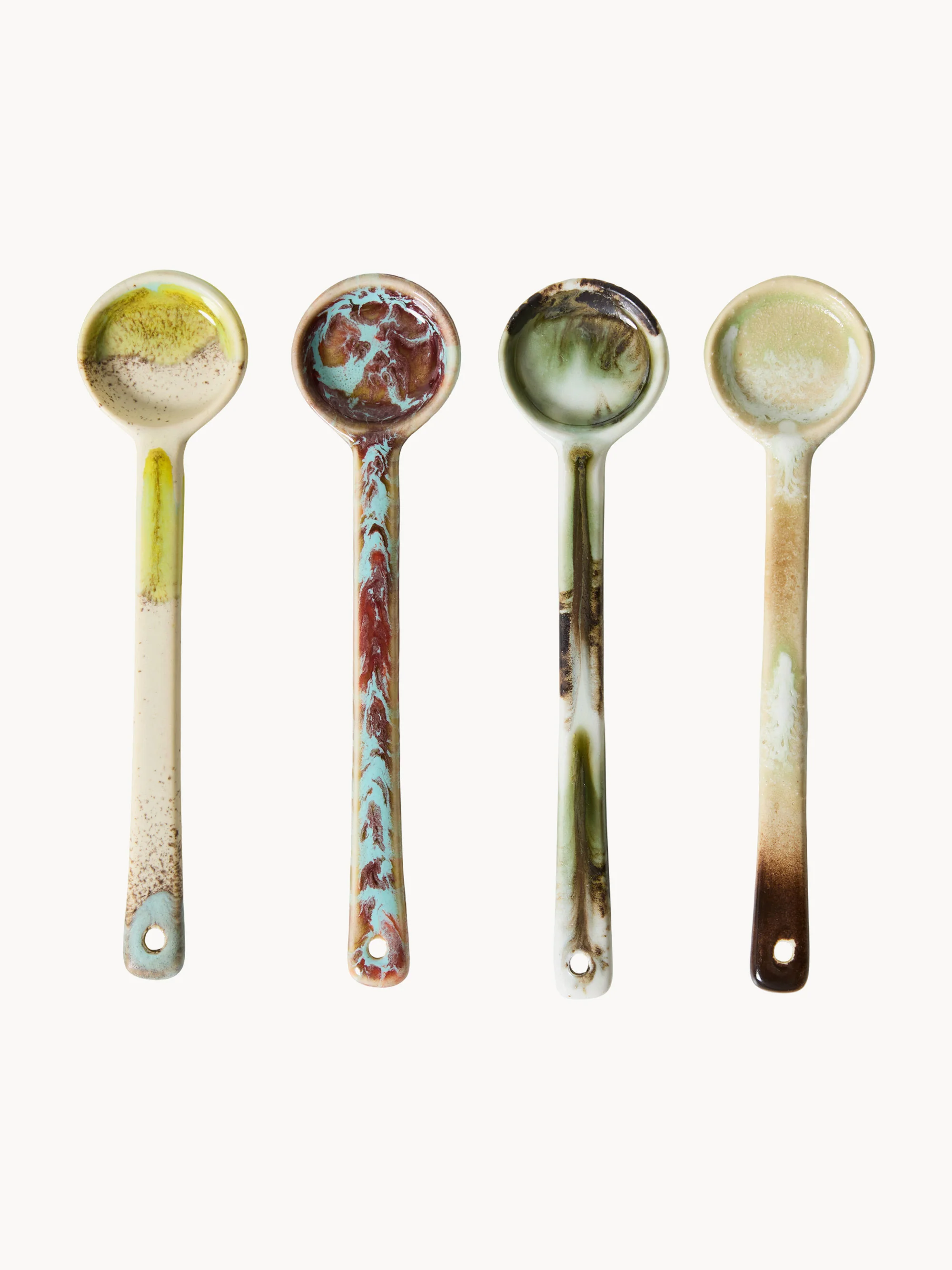 Handgemaakte lepels Reactive Glaze 70's, 4-delig