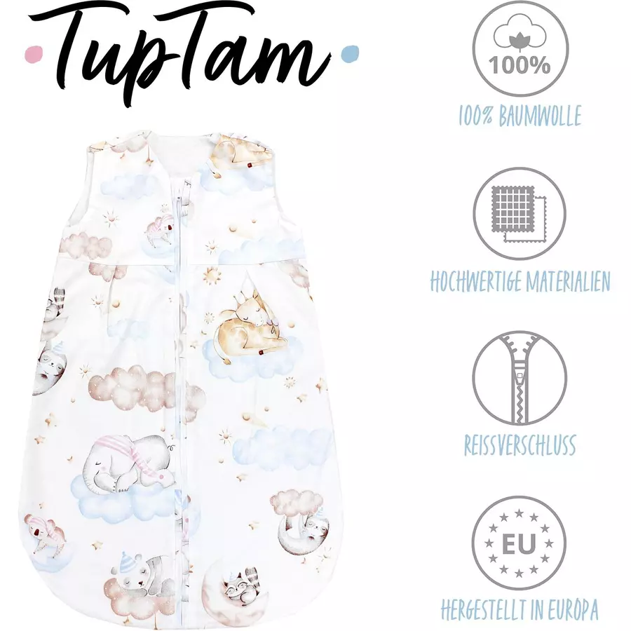 TupTam Baby Sommer Schlafsack Ärmellos Unwattiert weißbeige