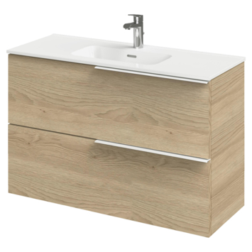 Tiger badmeubelset Pocket 100 cm met 2 lades Naturel Eik