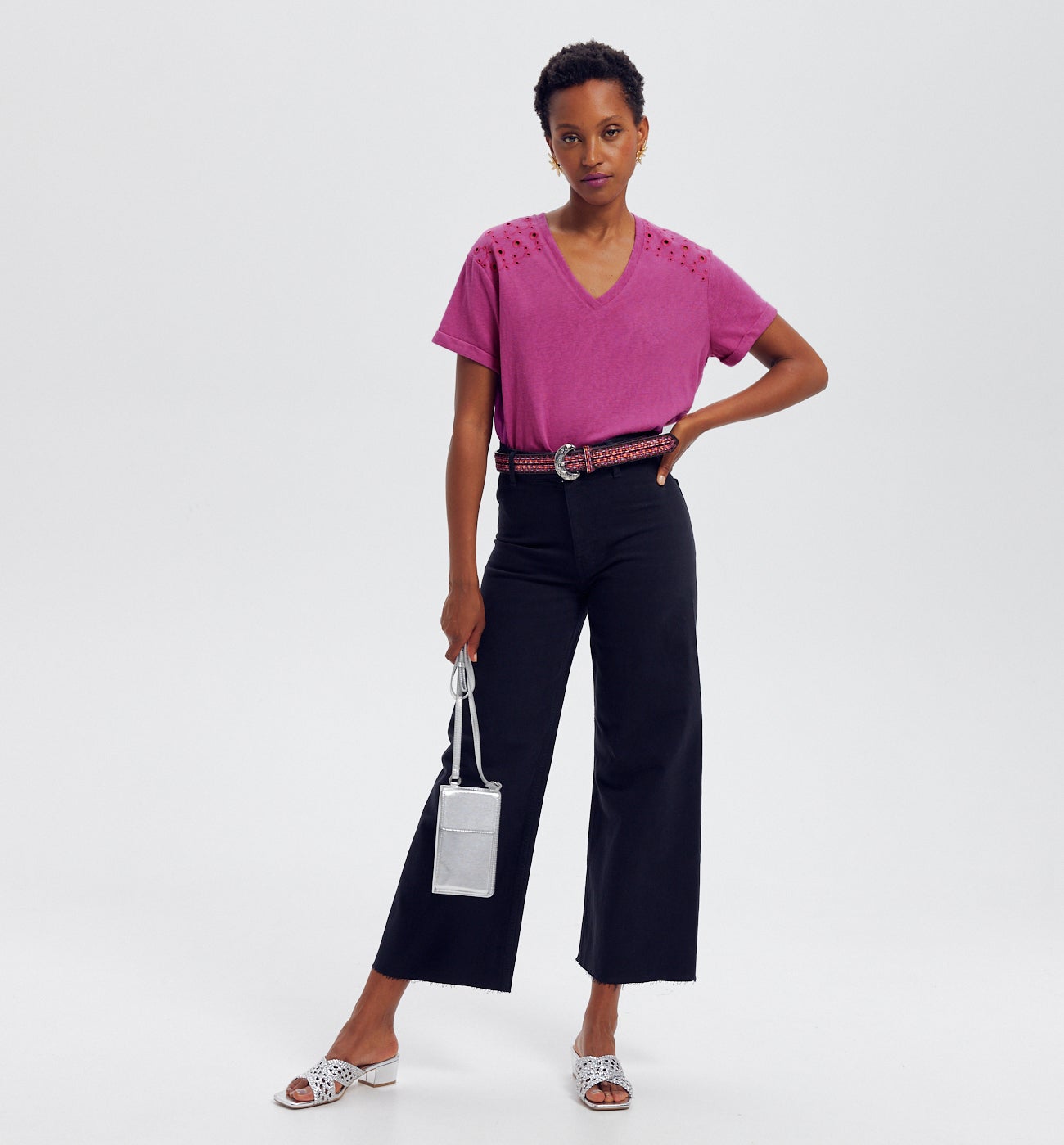 T-shirt broderie anglaise - Cassis