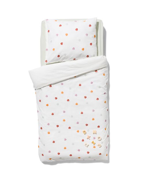 housse de couette petit lit - 120x150 - coton doux pois blanc