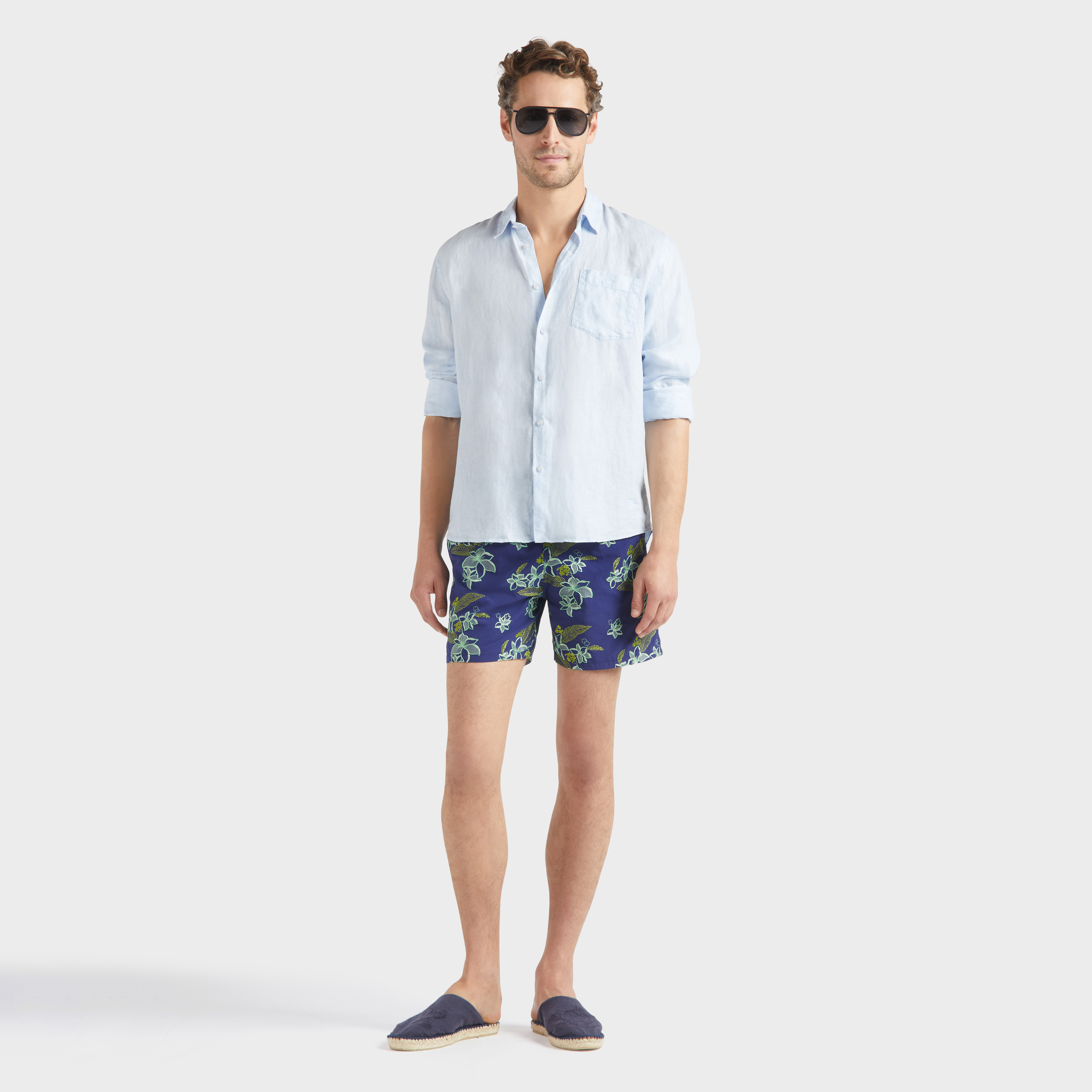 Maillot de bain homme brodé Flowers Power - Edition Limitée