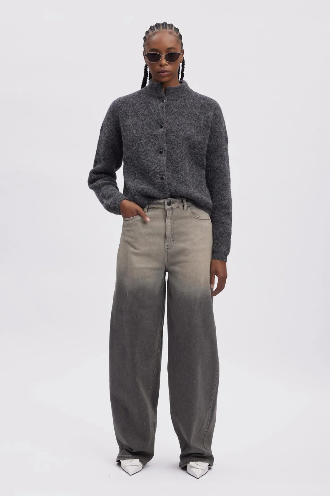 Gestuz Alphagz Short Cardigan 106286 charcoal melange